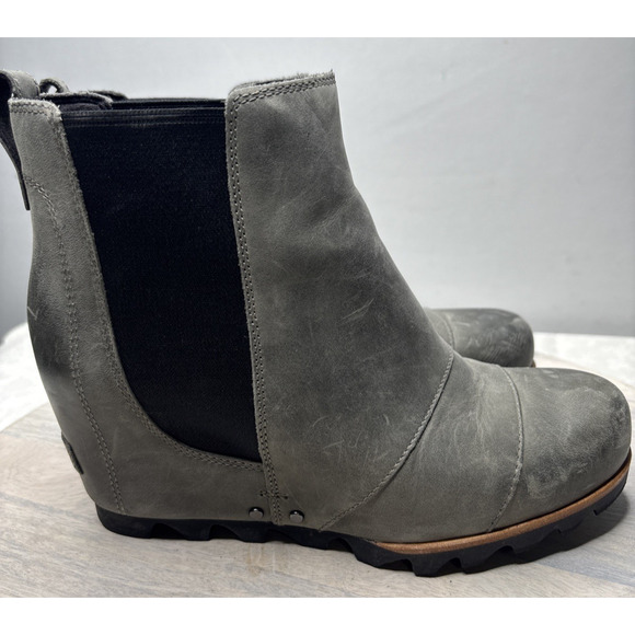 Sorel Joan of Arctic Wedge Chelsea II Boots – Gray Suede Leather Women’s Size 8 - Picture 4 of 8